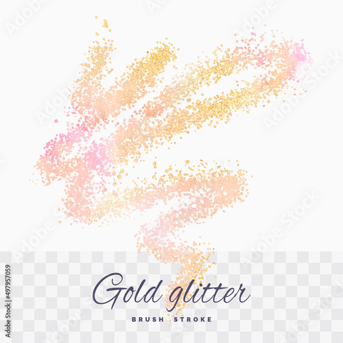 Pink and gold glitter watercolor brush stroke