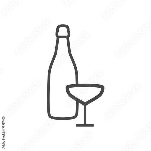 Vector linear icon with champagne