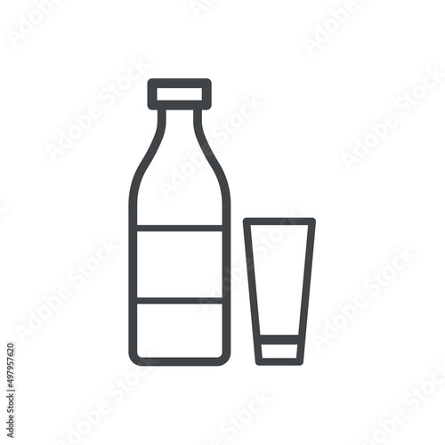Vector linear icon with milk
