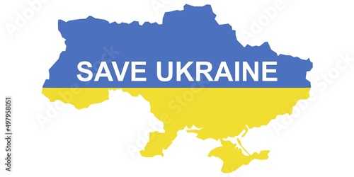 Save Ukraine. Territory of Ukraine with flag. Vector illustration