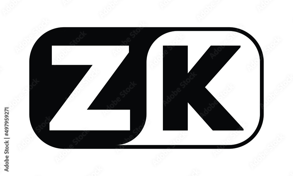 ZK rectangular shape logo design vector template | monogram logo ...