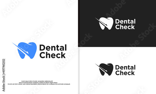 combined tooth and checkmark, dental logo design