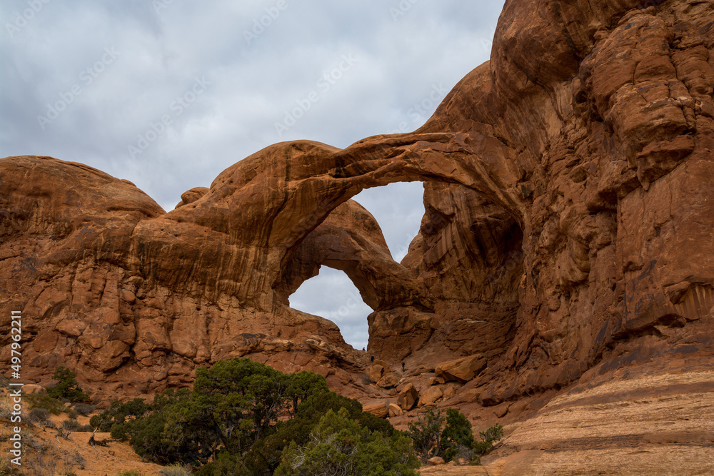 View to the Double arch. Big arch on the enter to the park