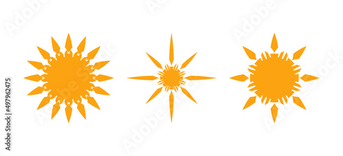 Sun icon set. Weather collection. Vector. 