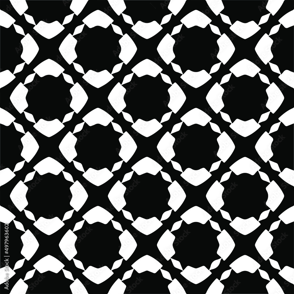 Naklejka premium Seamless vector pattern in geometric ornamental style. black and white pattern.Design element for prints, backgrounds, template, web pages and textile pattern. Geometric art.