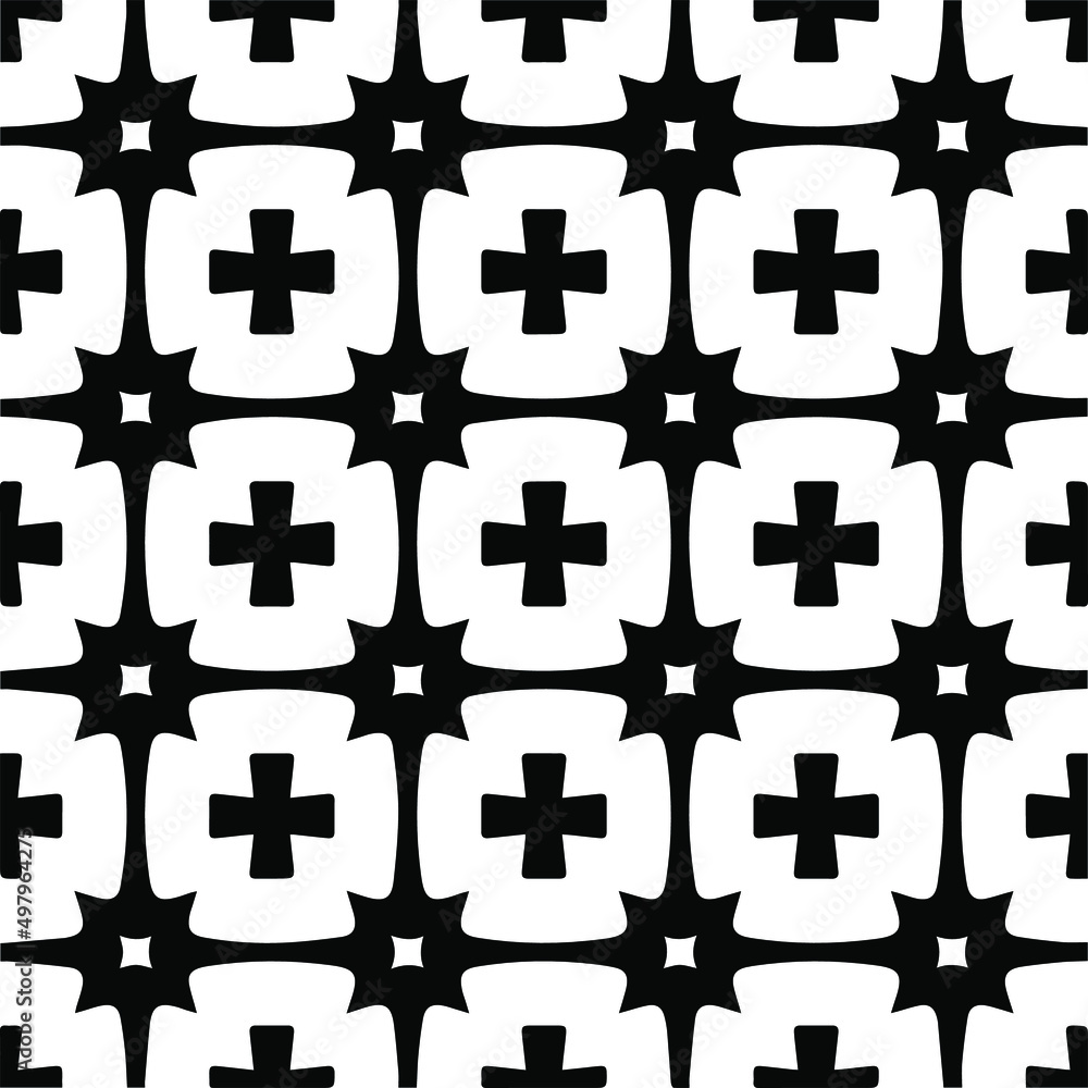 Obraz premium Seamless vector pattern in geometric ornamental style. black and white pattern.Design element for prints, backgrounds, template, web pages and textile pattern. Geometric art.