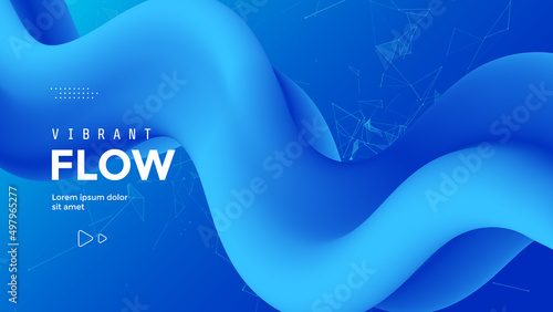 Blue fluid wave. Duotone geometric compositions with gradient 3d flow shape. Innovation modern background design for cover, landing page.