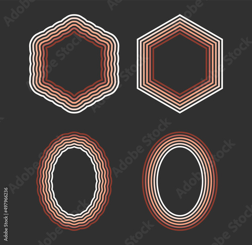 Retro geometric hexagonal and oval rainbow frames
