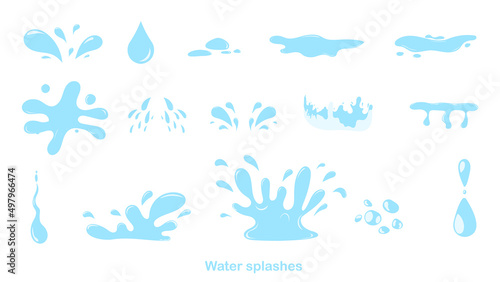 Water drops nature splash elements ,wet droplets of dew shapes , isolated on white background, Vector illustration EPS 10 