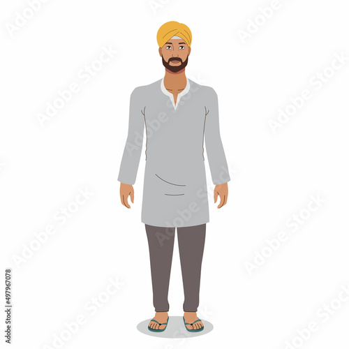 Indian Punjabi traditional outfit | Indian Punjabi Man (Sardar Ji) in Kurta and Pajama with turban | Punjabi Man Character
