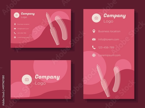 Nail care salon digital business card template, nail file shop corporate marketing advertisement, pedicure, manicure online invitation card, abstract flyer, creative banner design, isolated