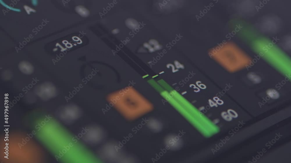 Sound Audio Levels on a Digital Sound Recording Software Closeup Sound Audio Levels on a Digital Sound Recording Software Closeup