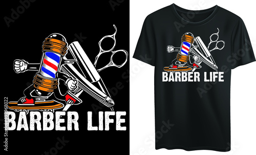 Barber life typography t-shirt design, vector, retro, vintage, Hairdresser 