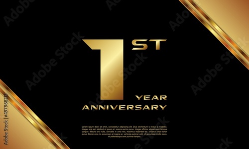 1st anniversary logotype. Anniversary celebration template design for booklet, leaflet, magazine, brochure poster, banner, web, invitation or greeting card. Vector illustrations.