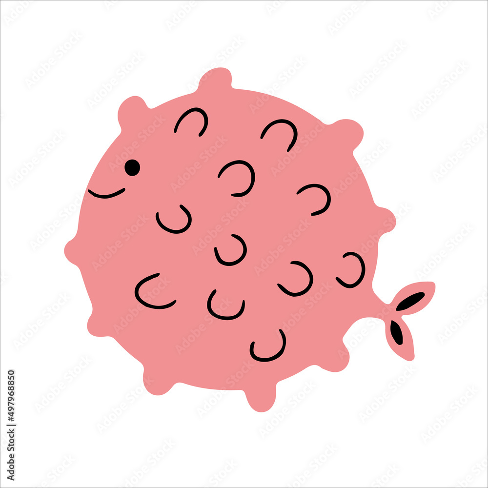 Cute puffer fish hand drawn in doodle style. Vector illustration Cute puffer fish hand drawn in doodle style. Vector illustration