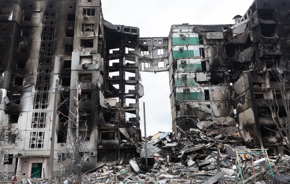 War in Ukraine. Ruined houses of Borodianka, Ukraine War in Ukraine. Ruined houses of Borodianka, Ukraine