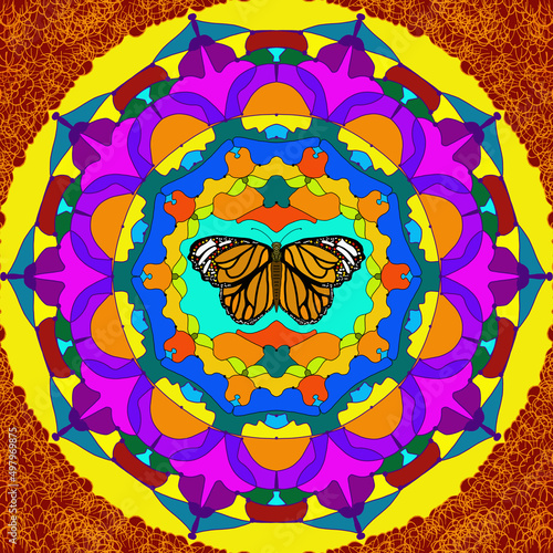Mandala con farfalla Monarca