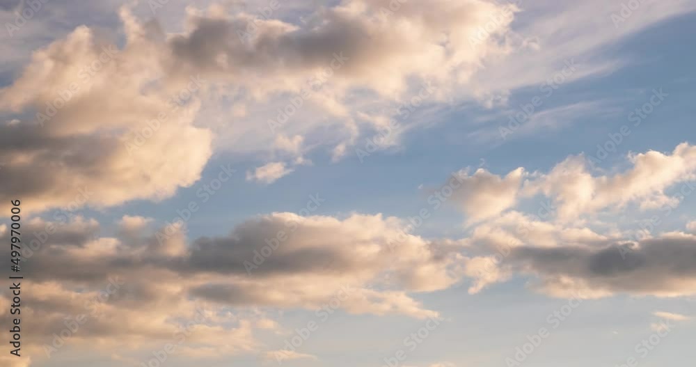 Timelapse of blue sky background with tiny striped clouds before storm with dark clouds Timelapse of blue sky background with tiny striped clouds before storm with dark clouds