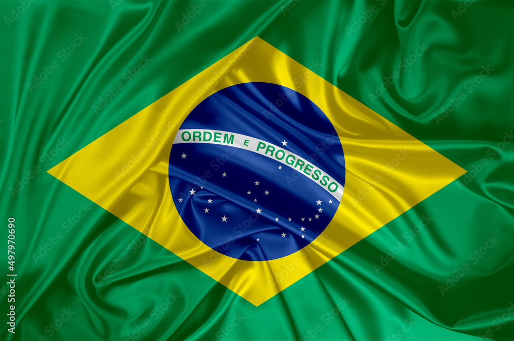 Ταπετσαρία National flag of Brazil hoisted outdoors. Brazil Day Celebration