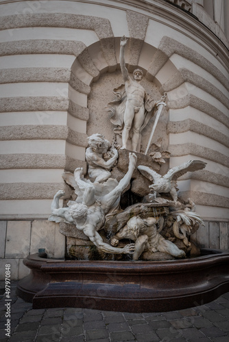 Power on Land (Macht zu Lande) Fountain at Saint Michael Square by Edmund von Hellmer, 1897 - Vienna, Austria photo