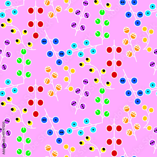Vector seamless half-drop pattern, with hackberry