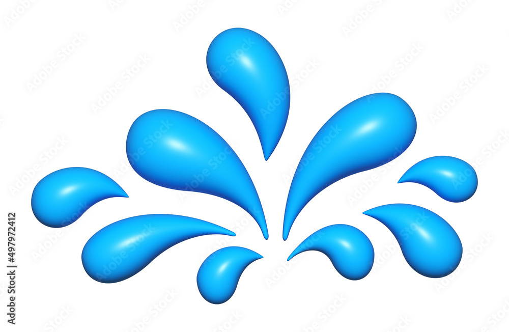 water splash 3D, aqua droplet, water for emoji icon Stock-Illustration ...