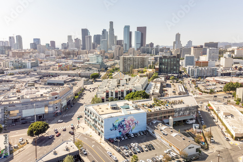 Little Tokyo Los Angeles, CA, LA County, April 7, 2022: Aerial View of Little Tokyo Los Angeles with Little Tokyo Market Place, Downtown LA photo