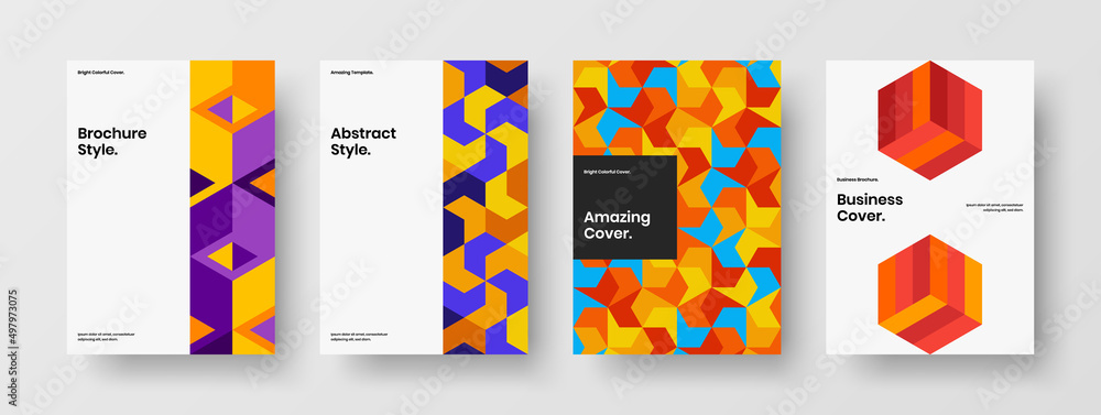 Amazing mosaic pattern placard layout collection. Unique pamphlet A4 design vector illustration composition. Amazing mosaic pattern placard layout collection. Unique pamphlet A4 design vector illustration composition.
