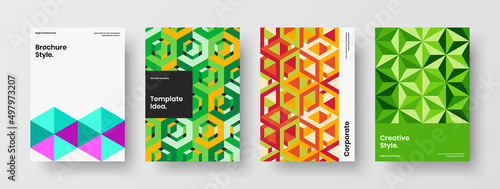 Premium company brochure A4 vector design concept composition. Amazing mosaic shapes annual report illustration collection.
