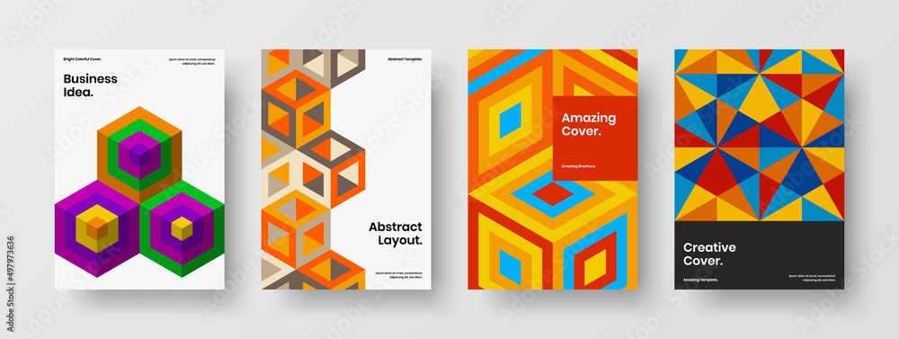 Trendy presentation vector design concept collection. Clean geometric pattern cover layout bundle.