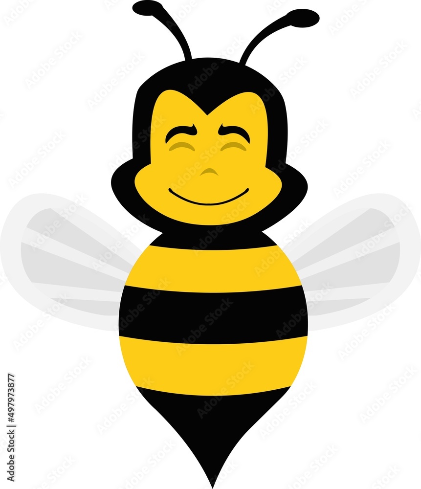 Vector illustration of a cartoon bee character with a happy expression Vector illustration of a cartoon bee character with a happy expression