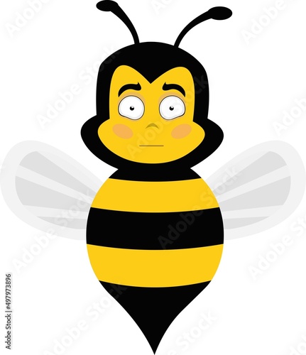 Vector character illustration of a cartoon bee blushing and with an embarrassed expression