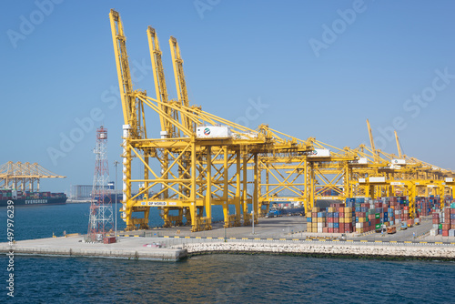 Container terminal in port photo