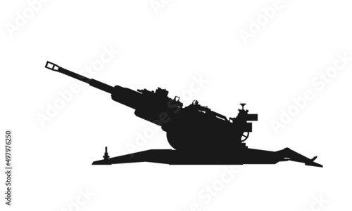 m777 howitzer icon. army artillery system. isolated vector image for military web design photo