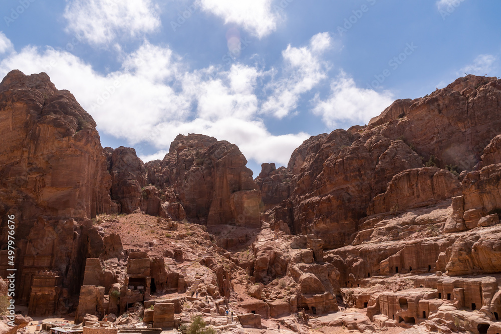 The topography and landscape at Petra, Jordan
