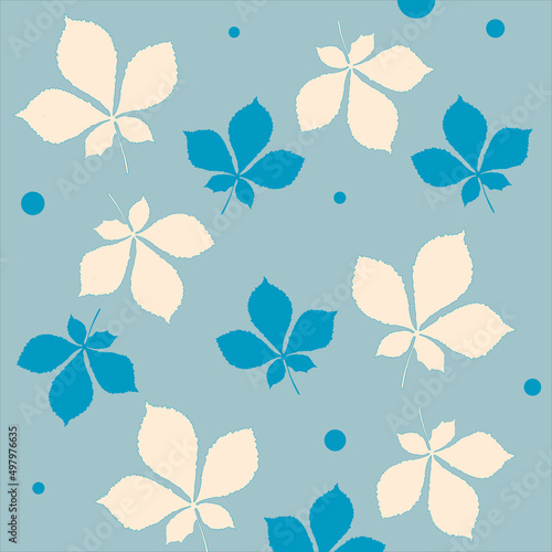 Wzór liście kasztanowca listki tło, deseń 