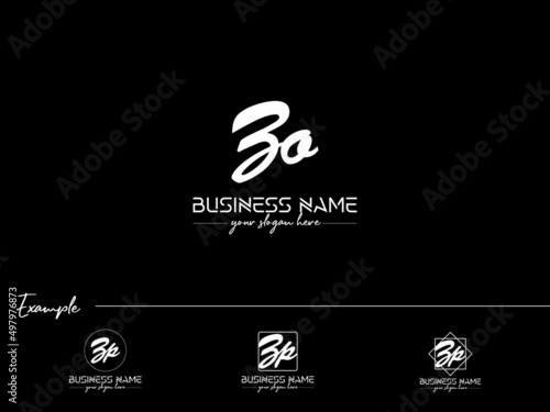 Handwriting ZO Logo, Feminine Zo oz Signature Black Logo Letter Vector Icon Design For Business or Brand photo