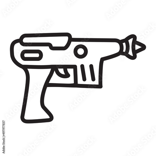 laser gun.Laser pistol.Toy weapons.Cartoon gun .Outline vector illustration.Isolated on white background.