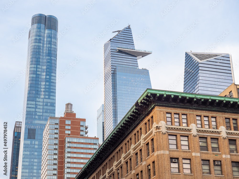 Tall skyscraper buildings near Hudson Yards in Manhattan New York City Tall skyscraper buildings near Hudson Yards in Manhattan New York City