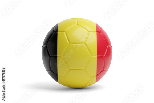 Soccer ball with the colors of the belgium flag. 3d illustration.