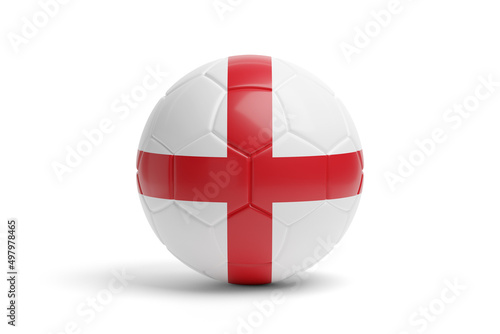 Soccer ball with the colors of the England flag. 3d illustration.