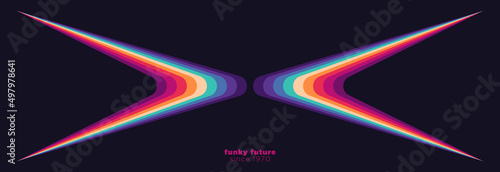 	
Simple abstract 1970's background design in futuristic retro style with colorful elements. Vector illustration.