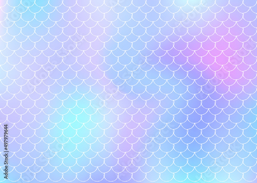 Mermaid scales background with holographic gradient.