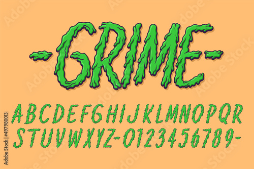  Alphabet Grime Melt Typography Set concept Cartoon Vector