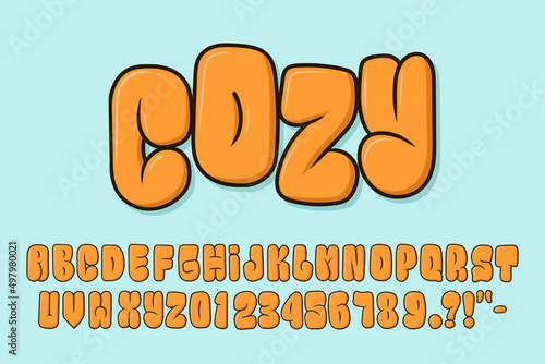 Alphabet Graffity Bubble Orange Typography Set concept Cartoon Vector