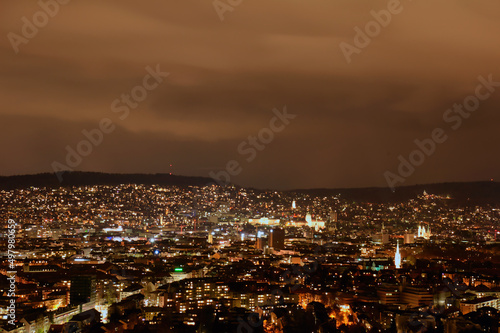 Panorama of the city of Zurich at night from the city © Ben T.