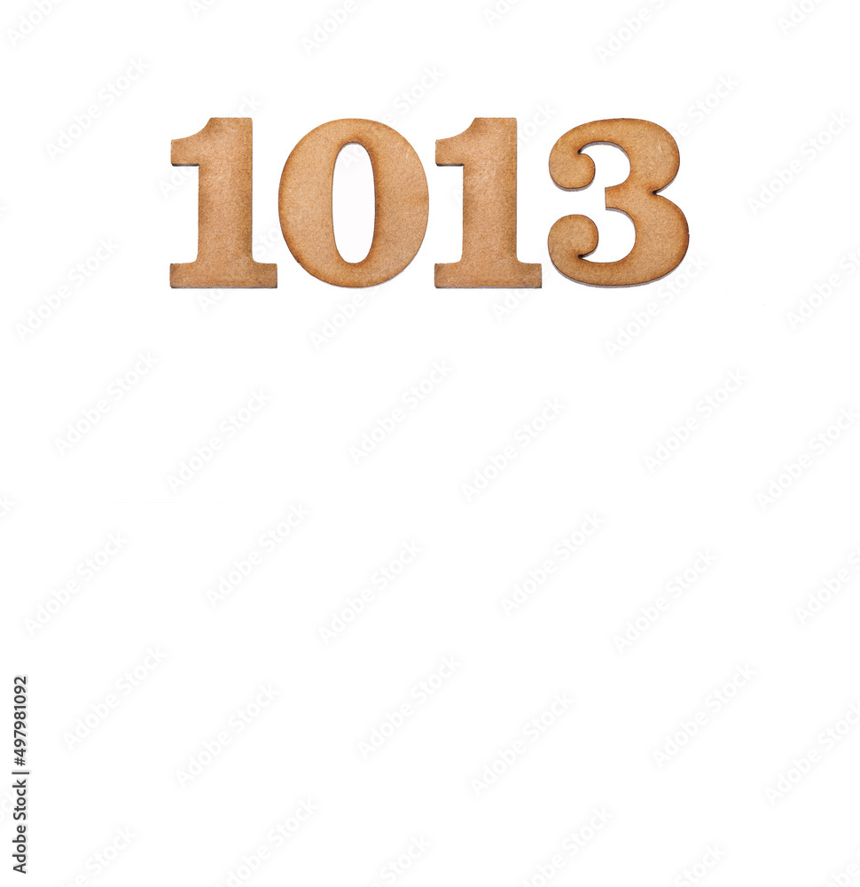 Number 1013 - Piece of wood isolated on white background Number 1013 - Piece of wood isolated on white background