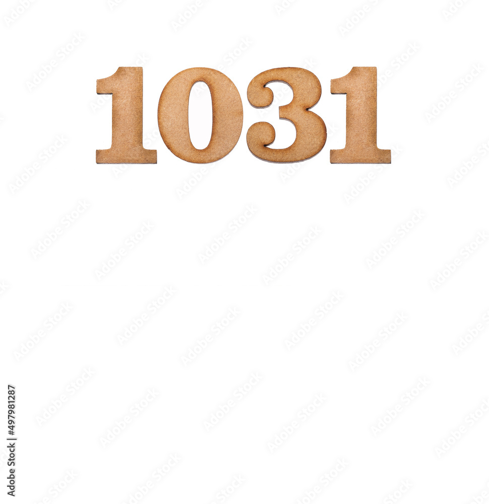 Number 1031 - Piece of wood isolated on white background Number 1031 - Piece of wood isolated on white background