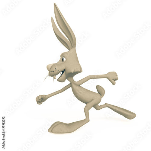 rabbit cartoon is running fast on side view