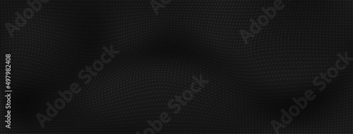 Abstract halftone background with curved surface made of small dots in black colors